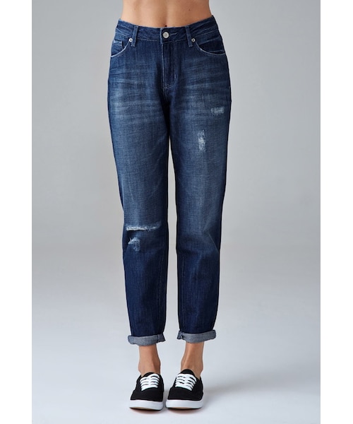 FOREVER 21（フォーエバー トゥエンティーワン）の「FOREVER 21 Sanded Wash Girlfriend Jeans（デニムパンツ・レディース・Blue・24/25/26/27/28/29/30/31）」の2枚目の写真
