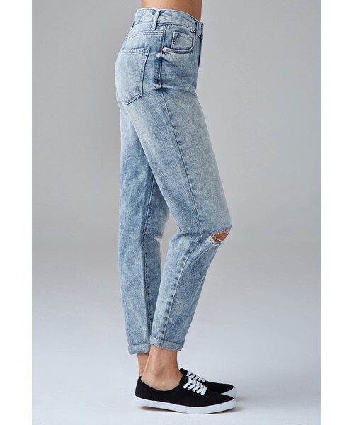 FOREVER 21（フォーエバー トゥエンティーワン）の「FOREVER 21 Sanded Wash Girlfriend Jeans（デニムパンツ・レディース・Blue・24/25/26/27/28/29/30/31）」の4枚目の写真