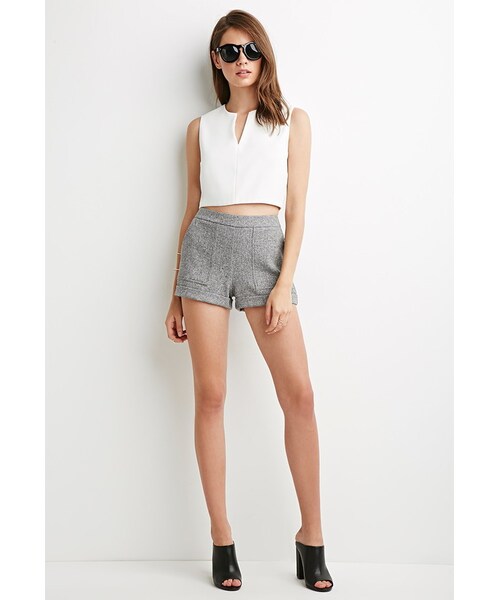 FOREVER 21（フォーエバー トゥエンティーワン）の「FOREVER 21 Marled Woven Topstitched Shorts（その他パンツ・レディース・Gray・X-Small/Small/Medium/Large）」の2枚目の写真