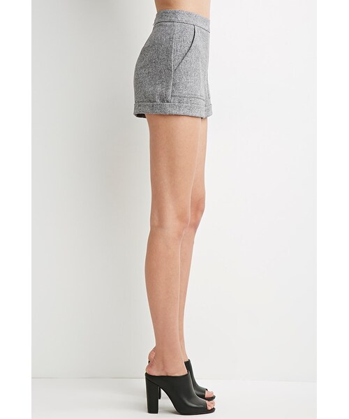 FOREVER 21（フォーエバー トゥエンティーワン）の「FOREVER 21 Marled Woven Topstitched Shorts（その他パンツ・レディース・Gray・X-Small/Small/Medium/Large）」の4枚目の写真