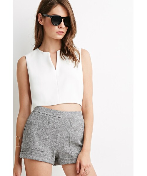FOREVER 21（フォーエバー トゥエンティーワン）の「FOREVER 21 Marled Woven Topstitched Shorts（その他パンツ・レディース・Gray・X-Small/Small/Medium/Large）」の3枚目の写真