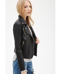 FOREVER 21 | FOREVER 21 Zippered Faux Leather Moto Jacket(ライダースジャケット)