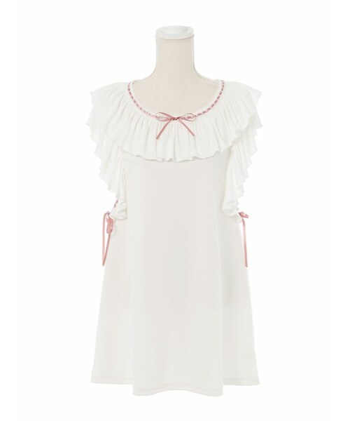 Mon Lily モンリリィ の レースアップフリルカットソーワンピ ワンピース ドレス Wear