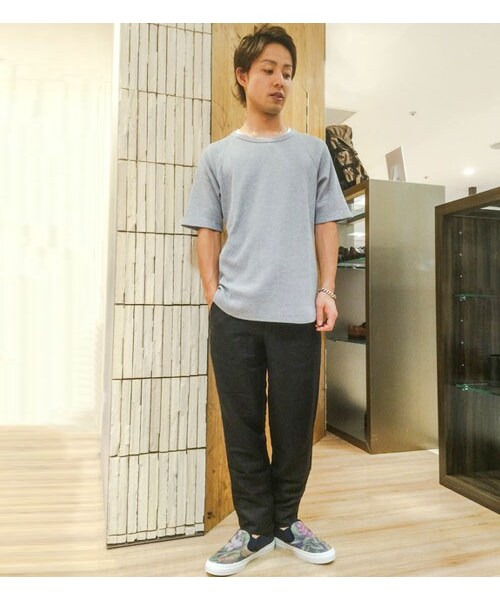 HAMNETT（ハムネット）の「【HAMNETT】ROUND WAFFLE T（トップス・メンズ・グレー/ホワイト・S/M/L）」の9枚目の写真