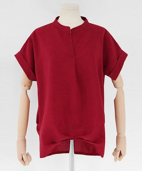 DHOLIC(ディーホリック)の「スリットネックブラウス(シャツ/ブラウス・レディース・ホワイト/ワイン/ピンク/ネイビー・FREE)」の1枚目の写真