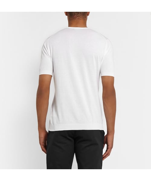 JOHN SMEDLEY(ジョンスメドレー)の「John Smedley Belden Fine-Knit Sea Island Cotton T-Shirt(Tシャツ/カットソー・メンズ・White・S/M/L/XL/XXL)」の4枚目の写真