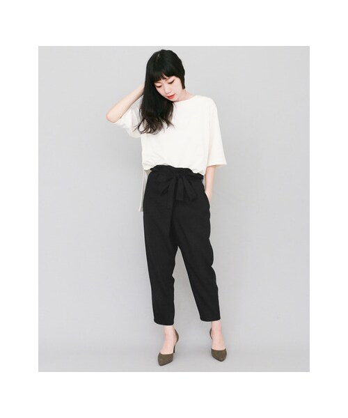 KBF（ケイビーエフ）の「KBF+ ウエストリボンパンツ（パンツ・レディース・BROWN/KHAKI/BLACK・one）」の9枚目の写真
