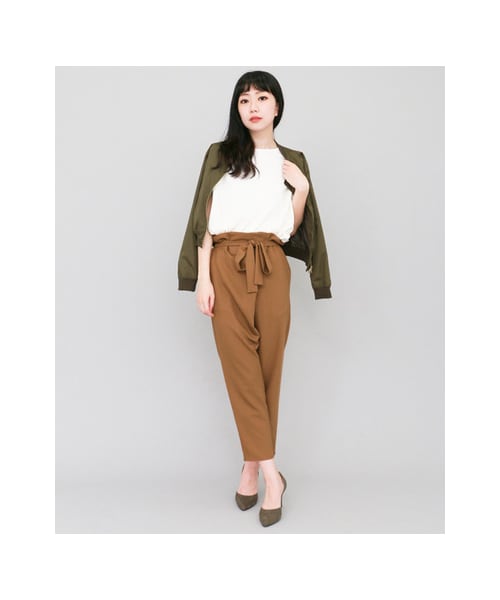 KBF（ケイビーエフ）の「KBF+ ウエストリボンパンツ（パンツ・レディース・BROWN/KHAKI/BLACK・one）」の7枚目の写真
