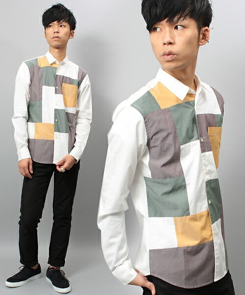 UNION STATION（ユニオンステーション）の「パッチワーク風　クレイジーパターンシャツ（シャツ/ブラウス・メンズ・その他/ストライプ/チェック・MEDIUM/LARGE）」の2枚目の写真