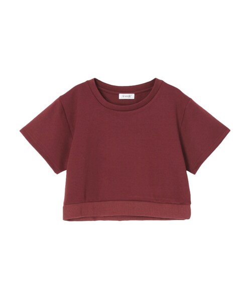 EVRIS（エヴリス）の「シンプルクロップドTOPS（トップス・レディース・ブラック/ボルドー・F）」の2枚目の写真