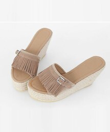 DHOLIC | スエード調フリンジウェッジヒールサンダル(サンダル)