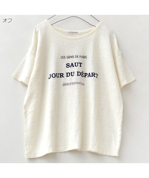 A La mode Marche（アラモードマルシェ）の「トップス（リネンロゴTシャツ）（Tシャツ/カットソー・レディース・ｵﾌ・M）」の2枚目の写真