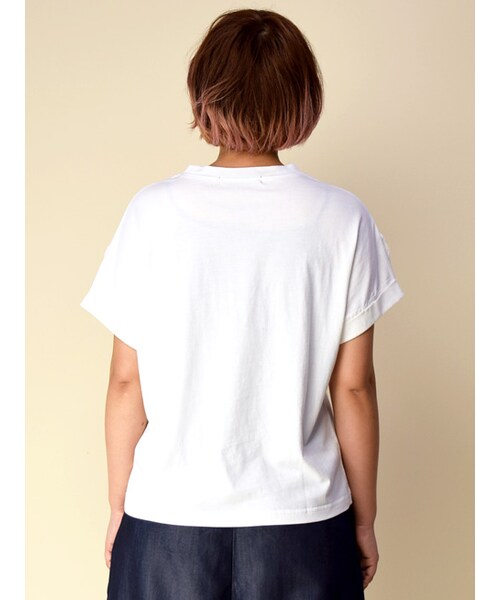w closet(ダブルクローゼット)の「フリンジ付きTシャツ(トップス・レディース・オフホワイト/オレンジ/ボルドー/ブラック・FREE)」の7枚目の写真