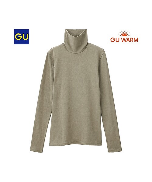GU(ジーユー)の「(GU)ウォームコットンブレンドタートルネックT(長袖)(WOMEN ⁄ インナーキャミソール・タンクトップ・Tシャツ・レディース・BLACK/KHAKI/OFF WHITE/DARK GRAY/PINK/NATURAL・S/M/XL/L)」の5枚目の写真