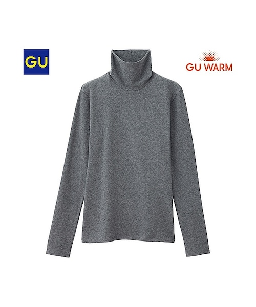 GU(ジーユー)の「(GU)ウォームコットンブレンドタートルネックT(長袖)(WOMEN ⁄ インナーキャミソール・タンクトップ・Tシャツ・レディース・BLACK/KHAKI/OFF WHITE/DARK GRAY/PINK/NATURAL・S/M/XL/L)」の3枚目の写真
