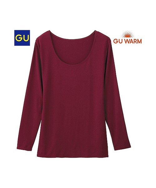 GU（ジーユー）の「（GU）ウォームＵネックＴ（８分袖）（WOMEN ⁄ インナーキャミソール・タンクトップ・Tシャツ・レディース・OFF WHITE/DARK GREEN/NAVY/BEIGE/WINE/DARK GRAY/BLACK・XL/XXL/S/M/XS/L）」の7枚目の写真