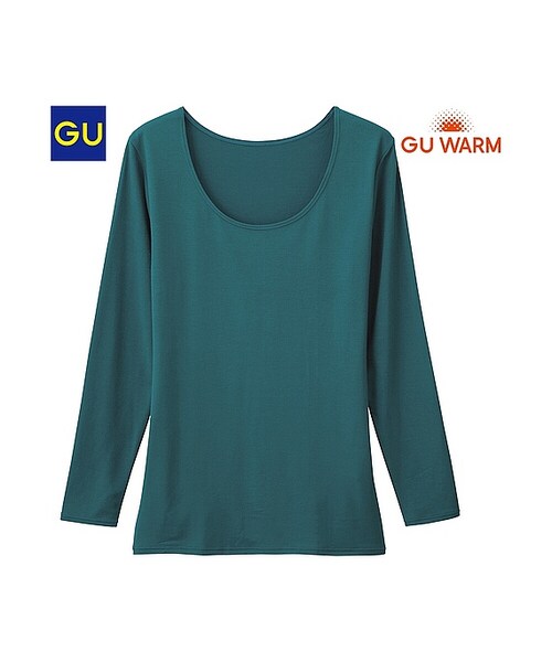GU（ジーユー）の「（GU）ウォームＵネックＴ（８分袖）（WOMEN ⁄ インナーキャミソール・タンクトップ・Tシャツ・レディース・OFF WHITE/DARK GREEN/NAVY/BEIGE/WINE/DARK GRAY/BLACK・XL/XXL/S/M/XS/L）」の5枚目の写真