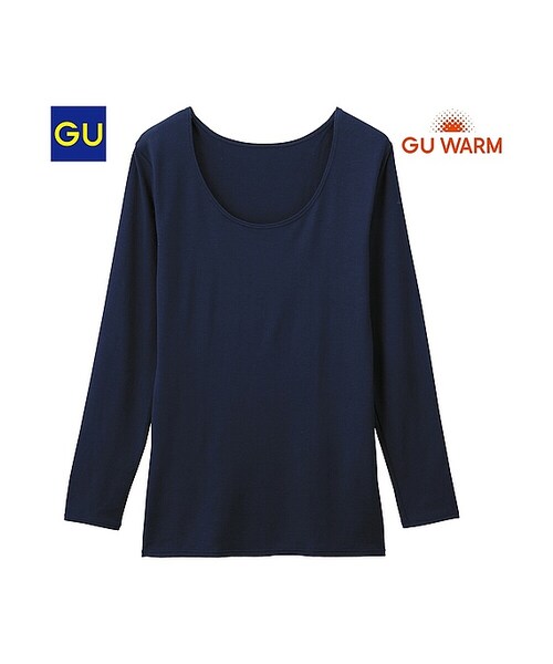 GU（ジーユー）の「（GU）ウォームＵネックＴ（８分袖）（WOMEN ⁄ インナーキャミソール・タンクトップ・Tシャツ・レディース・OFF WHITE/DARK GREEN/NAVY/BEIGE/WINE/DARK GRAY/BLACK・XL/XXL/S/M/XS/L）」の6枚目の写真