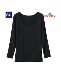 GU | （GU）ウォームＵネックＴ（８分袖）(アンダーウェア)