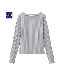 GU | （GU）リブクロップドＴ（長袖）(トップス)