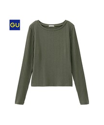GU | （GU）リブクロップドＴ（長袖）(トップス)