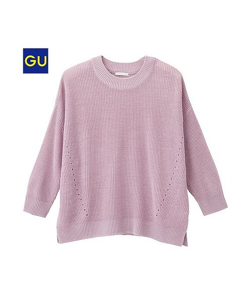 GU(ジーユー)の「(GU)ボクシーセーター(7分袖)(WOMEN ⁄ ニット・レディース・NAVY/PURPLE/GREEN/OFF WHITE/BLACK・M/S/L/XL)」の5枚目の写真