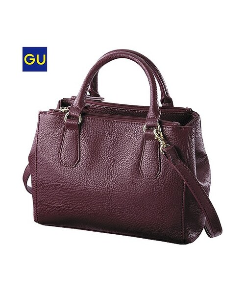 GU（ジーユー）の「（GU）ダブルジップショルダーバッグ（WOMEN ⁄ バッグ・レディース・BLACK/NATURAL/WINE・-）」の2枚目の写真