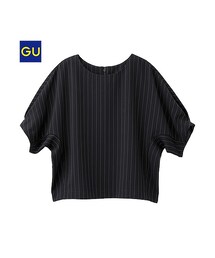 GU | （GU）ストライプボクシープルオーバー（５分袖）(トップス)