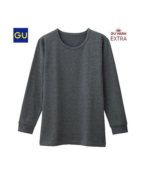 GU(ジーユー)の「(GU)ウォームコットンブレンドクルーネックT(エクストラ)(MEN ⁄ インナーTシャツ・メンズ・BLACK/DARK GRAY/NAVY/WHITE・L/XL/S/M)」の3枚目の写真