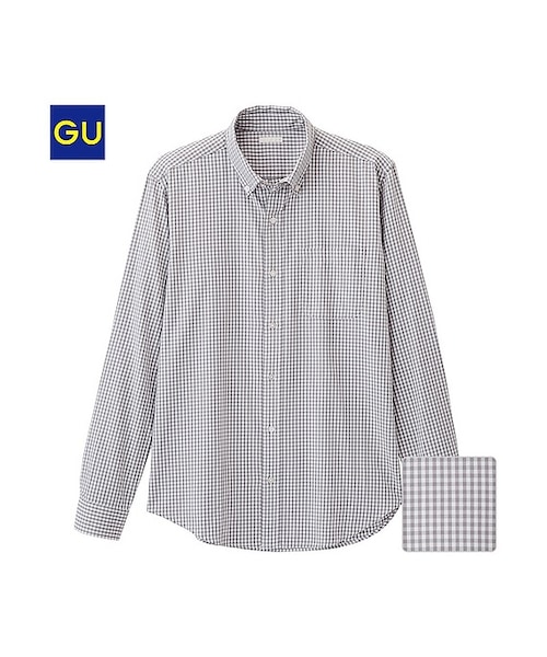 GU（ジーユー）の「（GU）ツイルチェックシャツ（ギンガム・長袖）（MEN ⁄ シャツ・メンズ・BLUE/GRAY/RED/BLACK・XL/S/M/L）」の3枚目の写真