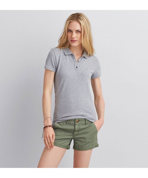 American Eagle(アメリカンイーグル)の「AEOショートスリーブポロ(ポロシャツ・レディース・トゥルーブラック/ライトヘザーグレー/ホワイト/ダスティオリーブ/クラシックネイビー/サマーバーガンディー・XXS/XS/S/M/L/XL/XXL)」の3枚目の写真