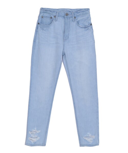 MURUA（ムルーア）の「【CASUAL】ヘムクラッシュスリムデニムパンツ（パンツ・レディース・ブルー/アイスブルー・0/1/2）」の2枚目の写真