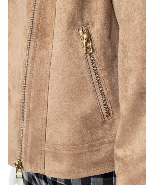 31 Sons de mode（トランテアン　ソン　ドゥ　モード）の「≪秋物ポイント2倍≫スエードライダースジャケット（ジャケット/アウター・レディース・ブラック/ベージュ/キャメル・36/38）」の11枚目の写真