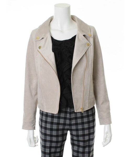 31 Sons de mode（トランテアン　ソン　ドゥ　モード）の「≪秋物ポイント2倍≫スエードライダースジャケット（ジャケット/アウター・レディース・ブラック/ベージュ/キャメル・36/38）」の3枚目の写真