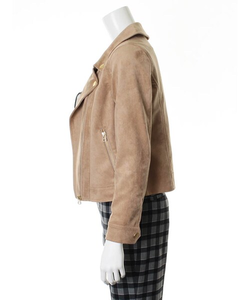 31 Sons de mode（トランテアン　ソン　ドゥ　モード）の「≪秋物ポイント2倍≫スエードライダースジャケット（ジャケット/アウター・レディース・ブラック/ベージュ/キャメル・36/38）」の5枚目の写真