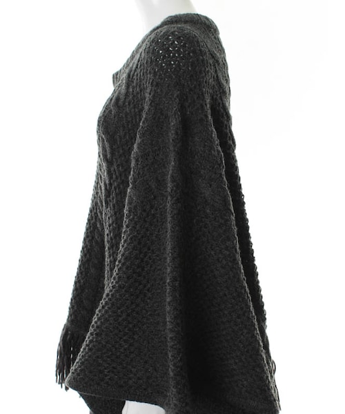31 Sons de mode（トランテアン　ソン　ドゥ　モード）の「≪秋物ポイント2倍≫フリンジニットポンチョ（トップス・レディース・オフホワイト/チャコールグレー・36）」の9枚目の写真