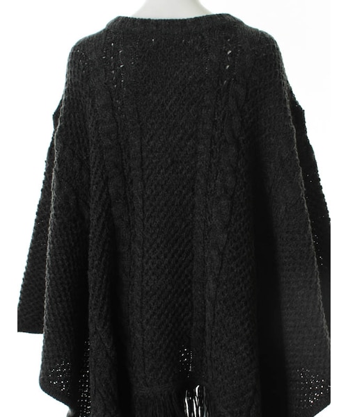 31 Sons de mode（トランテアン　ソン　ドゥ　モード）の「≪秋物ポイント2倍≫フリンジニットポンチョ（トップス・レディース・オフホワイト/チャコールグレー・36）」の11枚目の写真