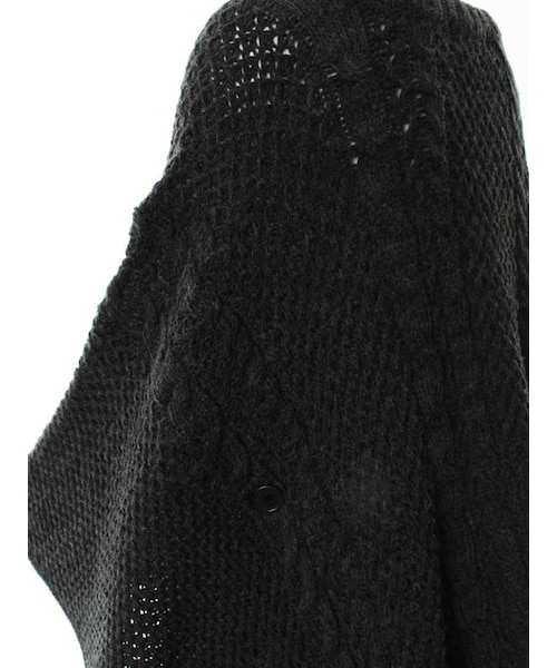 31 Sons de mode（トランテアン　ソン　ドゥ　モード）の「≪秋物ポイント2倍≫フリンジニットポンチョ（トップス・レディース・オフホワイト/チャコールグレー・36）」の7枚目の写真