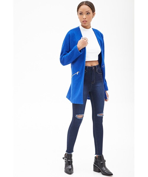 FOREVER 21（フォーエバー トゥエンティーワン）の「FOREVER 21 High-Waisted - Distressed Skinny Jeans（デニムパンツ・レディース・Blue・27）」の3枚目の写真