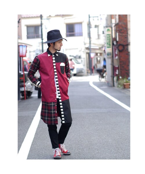 NIRAME.CO（ニラメッコ）の「【残り1枚】すれ違いしゃつ。 バーガンディ（シャツ/ブラウス・メンズ・その他）」の2枚目の写真