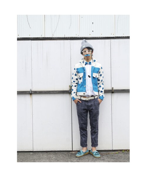 NIRAME.CO(ニラメッコ)の「【残り1枚】Eじゃん ブルーどっと(シャツ/ブラウス・メンズ・その他)」の2枚目の写真