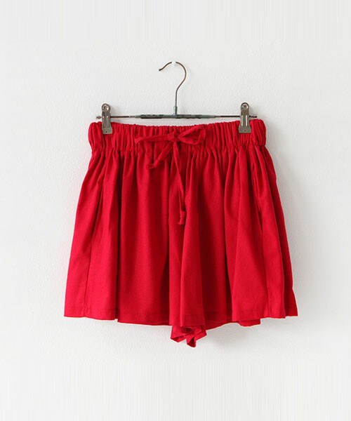 DHOLIC（ディーホリック）の「ウエストゴムレーヨンショートパンツ（その他パンツ・レディース・ストライプ/レッド/ブラック/ベージュ・FREE）」の4枚目の写真