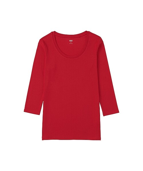 UNIQLO(ユニクロ)の「WOMEN スーピマコットンモダールクルーネックT(7分袖)(Tシャツ/カットソー・レディース・PINK/BLUE/RED/PURPLE・S/3XL/L/XL/XXL/M)」の6枚目の写真