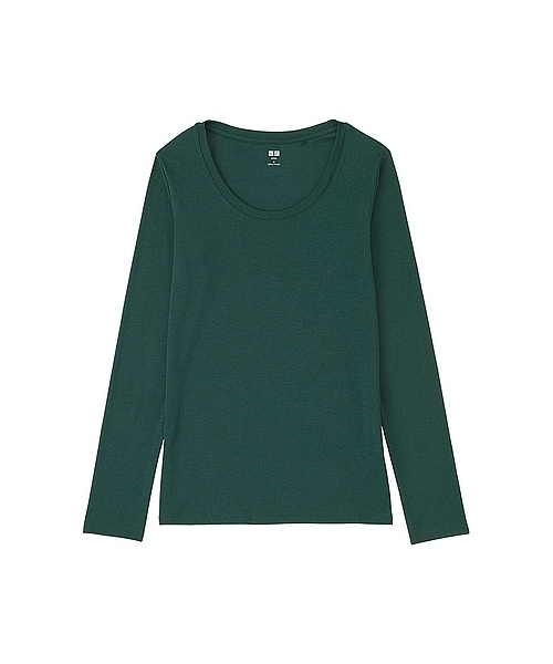 UNIQLO（ユニクロ）の「WOMEN スーピマコットンモダールクルーネックT（長袖）（Tシャツ/カットソー・レディース・WINE/LIGHT PURPLE/DARK GREEN/DARK GRAY/NATURAL/BLUE/PINK・S/M/3XL/XXL/XL/L）」の4枚目の写真