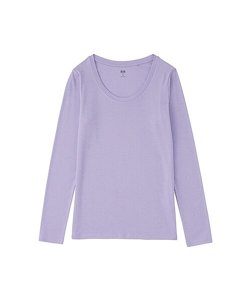 UNIQLO（ユニクロ）の「WOMEN スーピマコットンモダールクルーネックT（長袖）（Tシャツ/カットソー・レディース・WINE/LIGHT PURPLE/DARK GREEN/DARK GRAY/NATURAL/BLUE/PINK・S/M/3XL/XXL/XL/L）」の6枚目の写真
