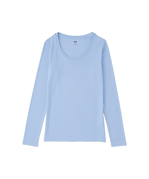 UNIQLO（ユニクロ）の「WOMEN スーピマコットンモダールクルーネックT（長袖）（Tシャツ/カットソー・レディース・WINE/LIGHT PURPLE/DARK GREEN/DARK GRAY/NATURAL/BLUE/PINK・S/M/3XL/XXL/XL/L）」の5枚目の写真