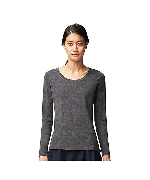 UNIQLO（ユニクロ）の「WOMEN スーピマコットンモダールクルーネックT（長袖）（Tシャツ/カットソー・レディース・WINE/LIGHT PURPLE/DARK GREEN/DARK GRAY/NATURAL/BLUE/PINK・S/M/3XL/XXL/XL/L）」の2枚目の写真