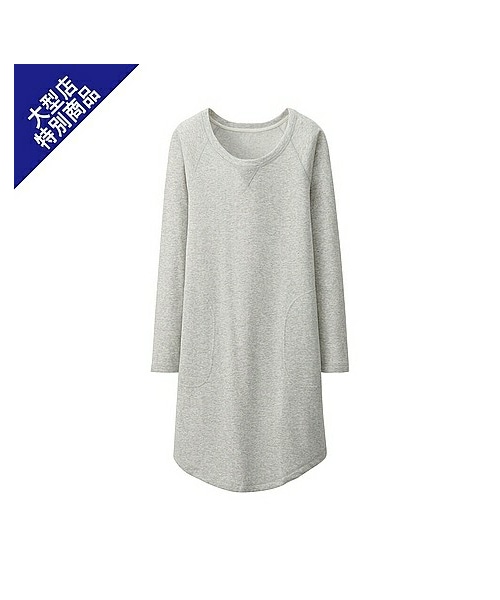 UNIQLO(ユニクロ)の「WOMEN ルームワンピース(長袖)+(ルームウェア/パジャマ・レディース・NAVY/PINK/GRAY/BLACK・L/S/M/XL)」の3枚目の写真