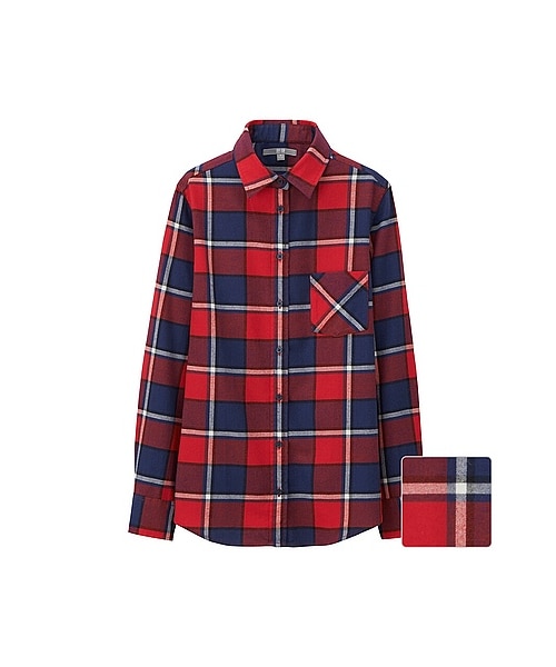 UNIQLO(ユニクロ)の「WOMEN フランネルチェックシャツ(長袖)16・63(シャツ/ブラウス・レディース・BLUE/RED・M/XXL/L/XL/3XL/S)」の2枚目の写真