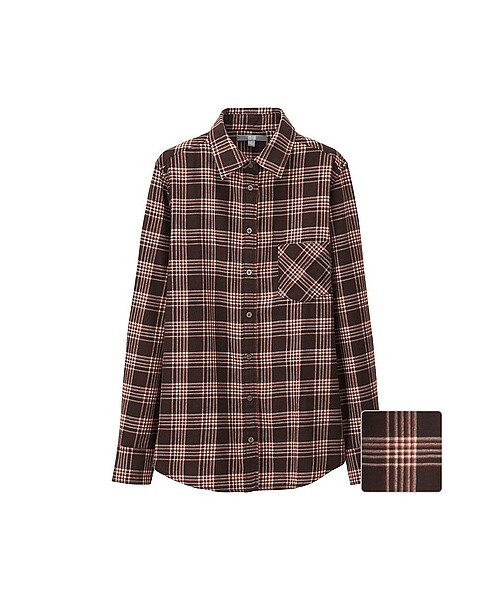 UNIQLO（ユニクロ）の「WOMEN フランネルチェックシャツ（長袖）08・38・69（シャツ/ブラウス・レディース・NAVY/DARK GRAY/DARK BROWN・3XL/XL/M/XXL/L/S）」の3枚目の写真